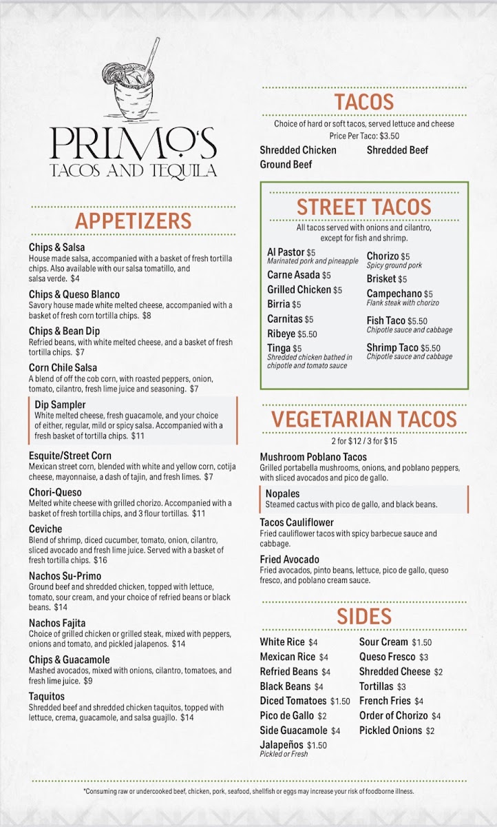 Menu Primo’S Tacos & Tequila-5