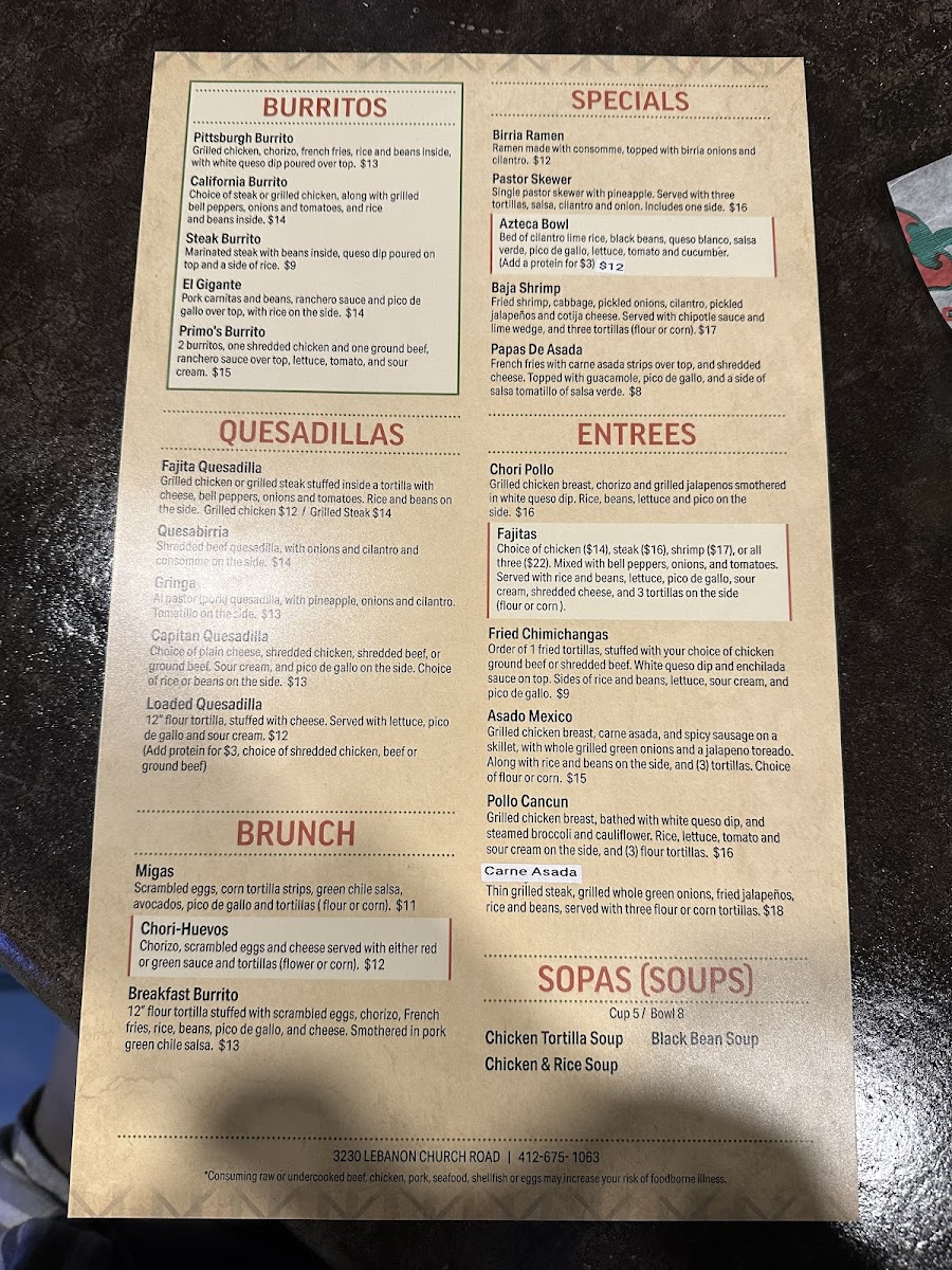 Menu Primo’S Tacos & Tequila-7