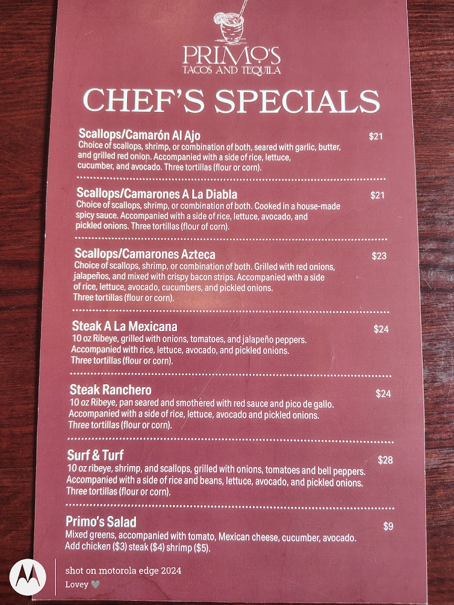Menu Primo’S Tacos & Tequila-8